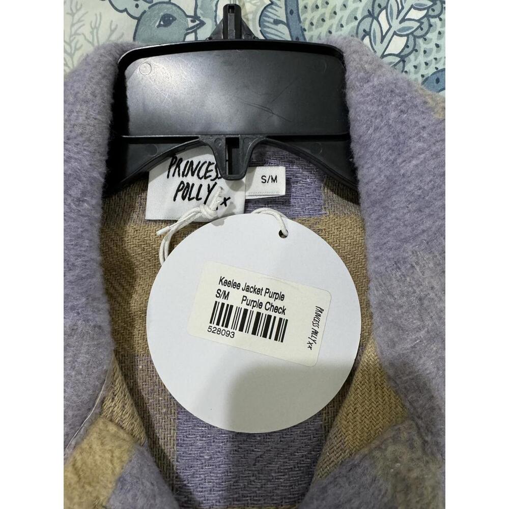 NWT Princess Polly Keelee Purple Plaid Oversized Jacket- Size Small/Medium - Picture 6 of 9